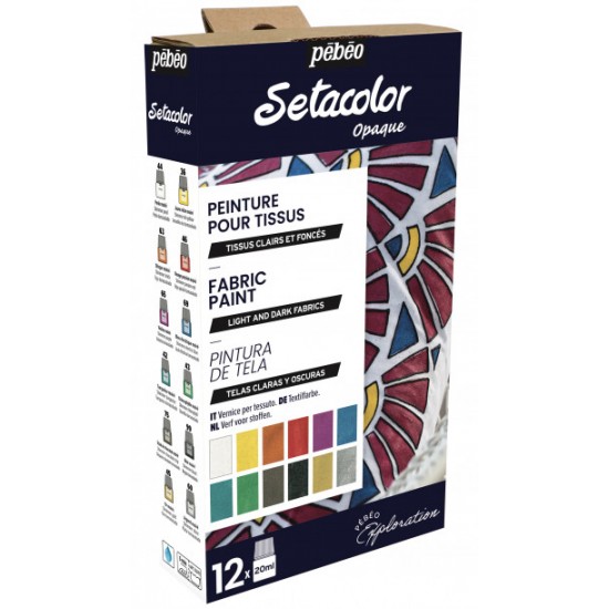 Pebeo Setacolor Fabric Paint 12x 20ml Opaque Textile Light &Dark Material 757481 Pebeo Setacolor Fabric Paint 12x 20ml Opaque Textile Light &Dark Material 757481